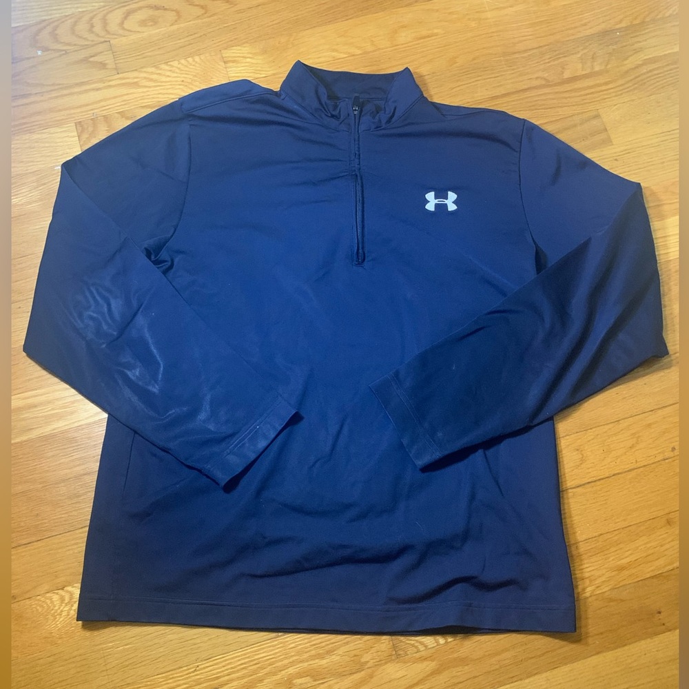Under Armour Blue 3/4 Zip Pullover Long Sleeve Size Medium Active Wear